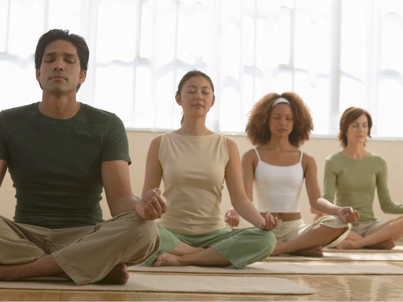 people meditating