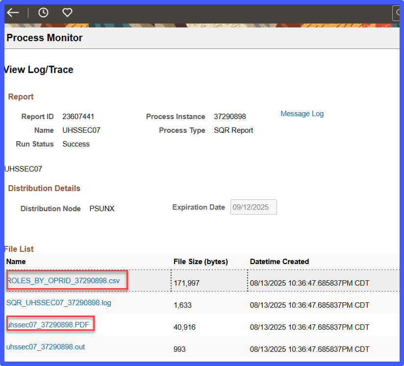 Image of CSV and PDF files showing