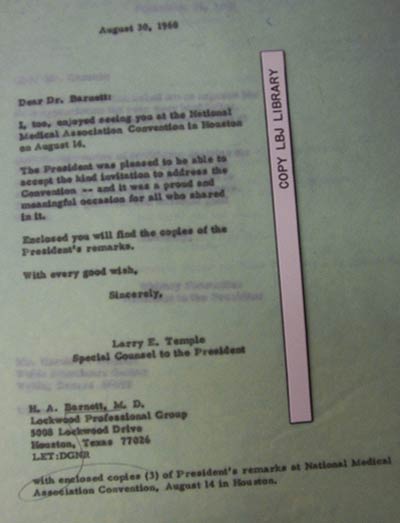 Letter to Dr. Barnett