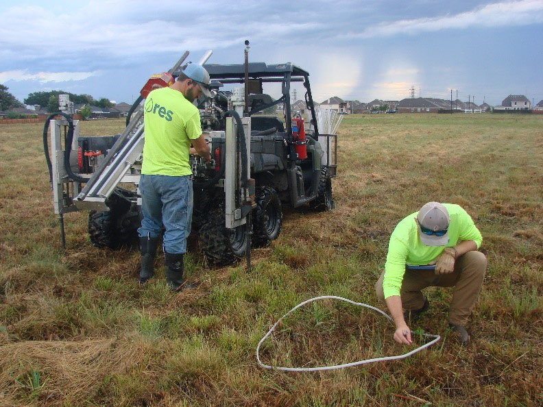 People studying soil carbon baseline.