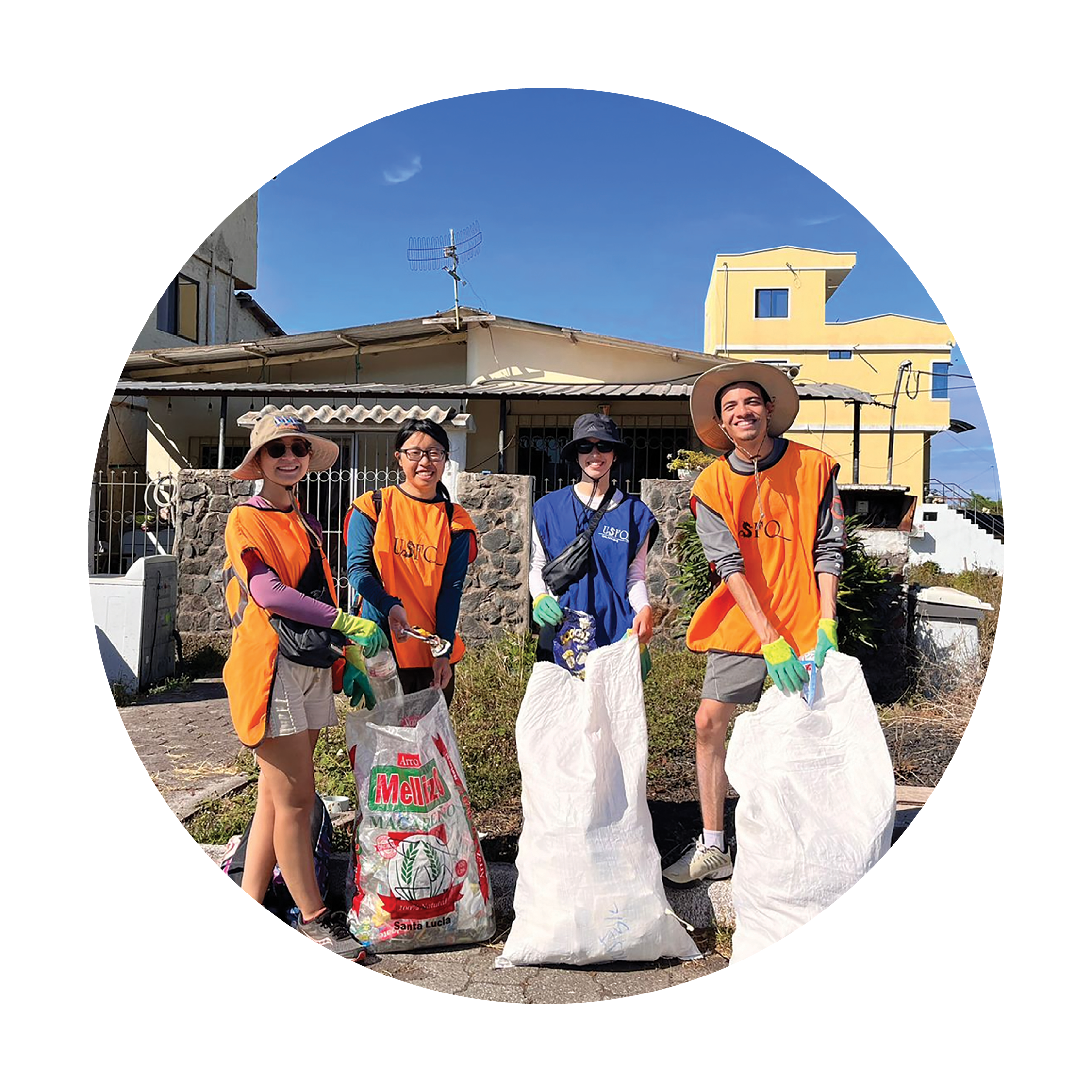 students picking up trash