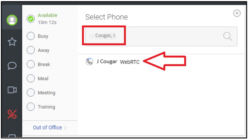 Enter a Name to Select a Phone in the Genesys System