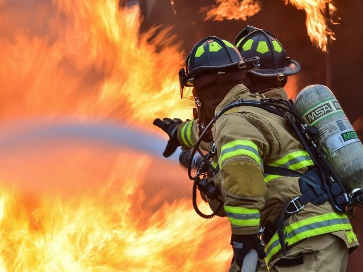 Firefighters in action Firefighters in action